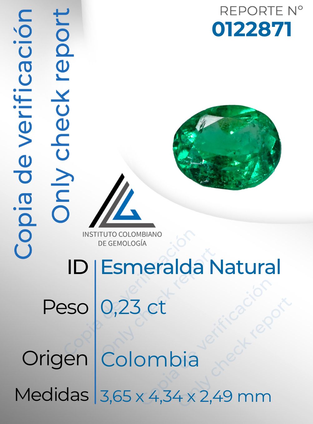 DIJE ESMERALDA COLOMBIANA 23PTS C:2871