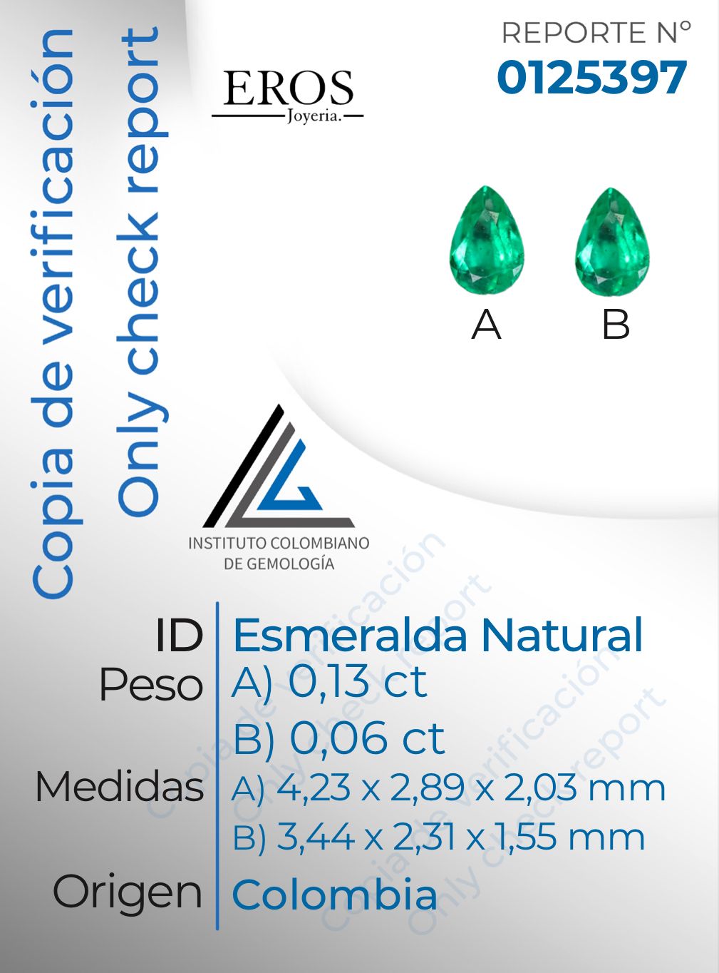 TOPOS ESMERALDA COLOMBIANA 19PTS C:5397
