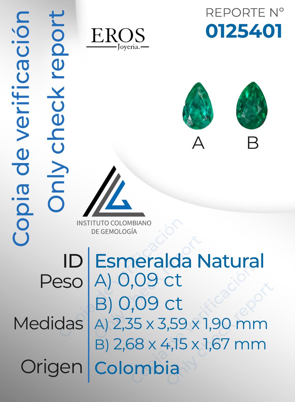 TOPOS ESMERALDA COLOMBIANA 18PTS C:5401