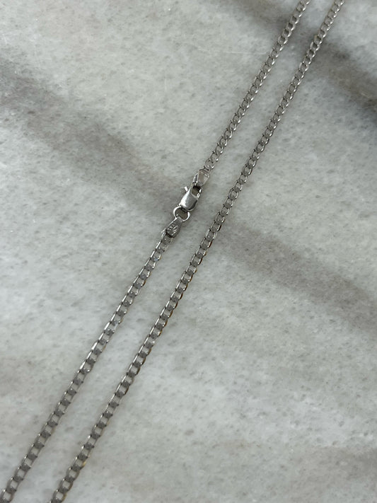 CADENA 60CM TEJIDO CUBANO SOLIDO ORO BLANCO